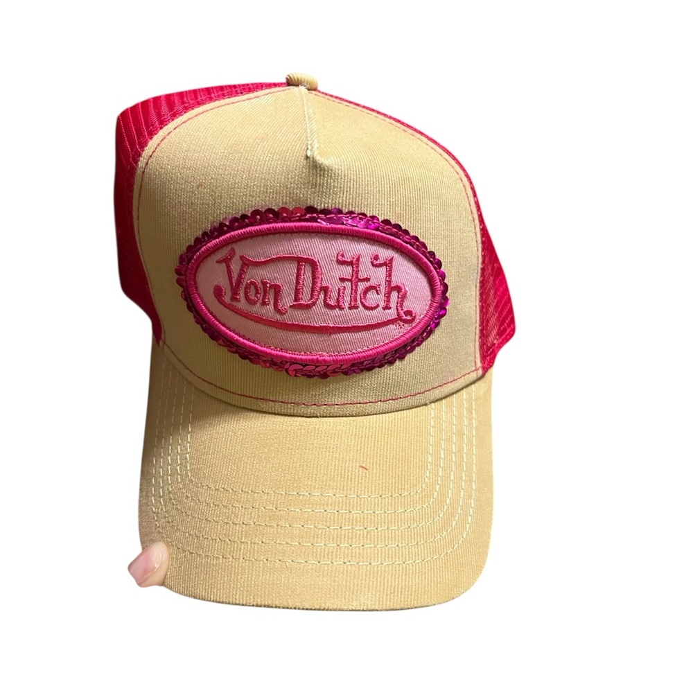 Von Dutch Pink and Tan Trucker Cap